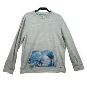 Star Wars X On The Byas Gray Long Sleeve Crewneck Sweatshirt With Graphic Front